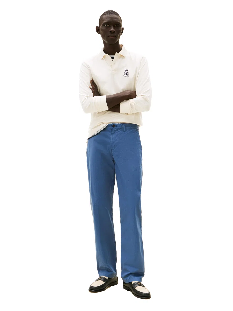 Tommy Hilfiger Pantalones chinos elásticos para hombre, ajuste personalizado, color azul Bayhead, talla 36 de ancho x 34 de largo de EE. UU, Bayhead Azul, Small