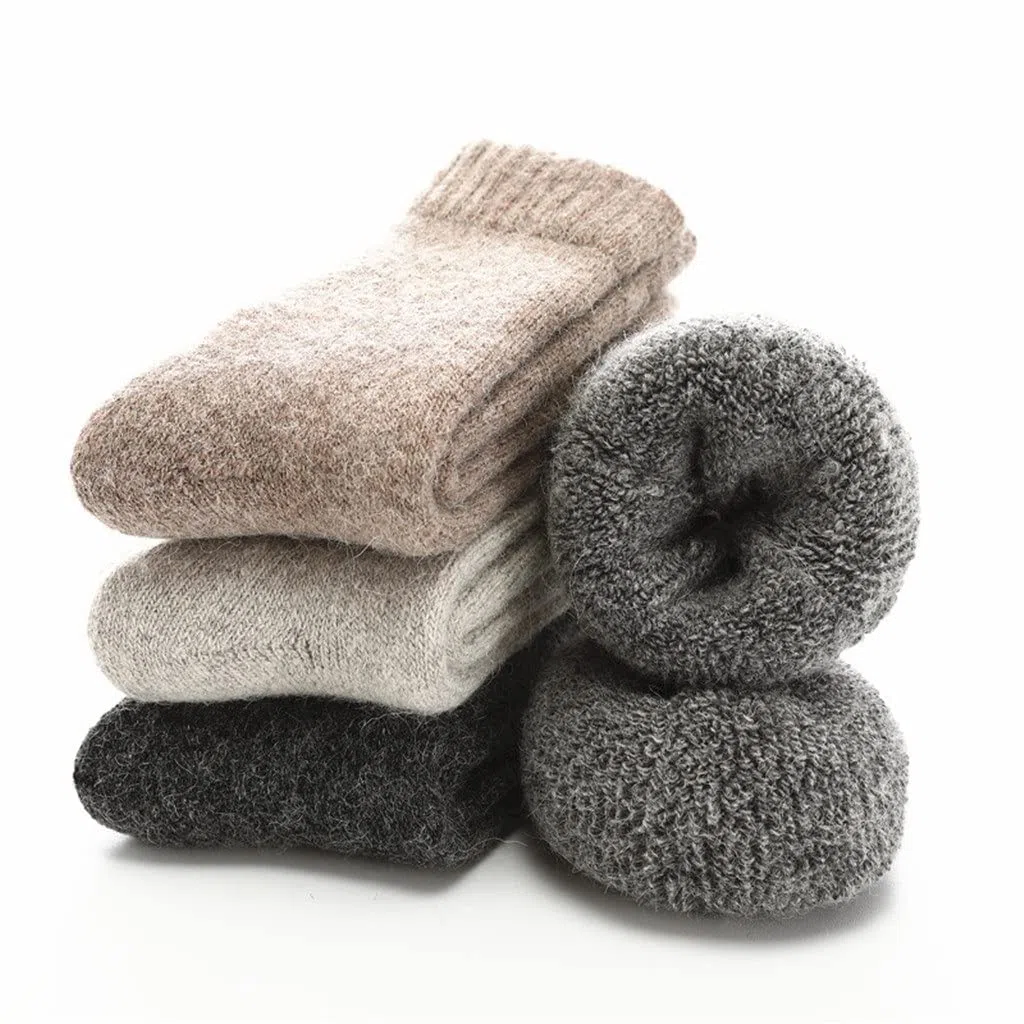 Chtom 5 Pares de Calcetines de Invierno Hombres súper Gruesos termosocks sólidos de Lana Calcetines de Conejo contra Nieve frío calcetín Caliente (Color: 5 Pares Tamaño: 7.5-11 Pulgadas)