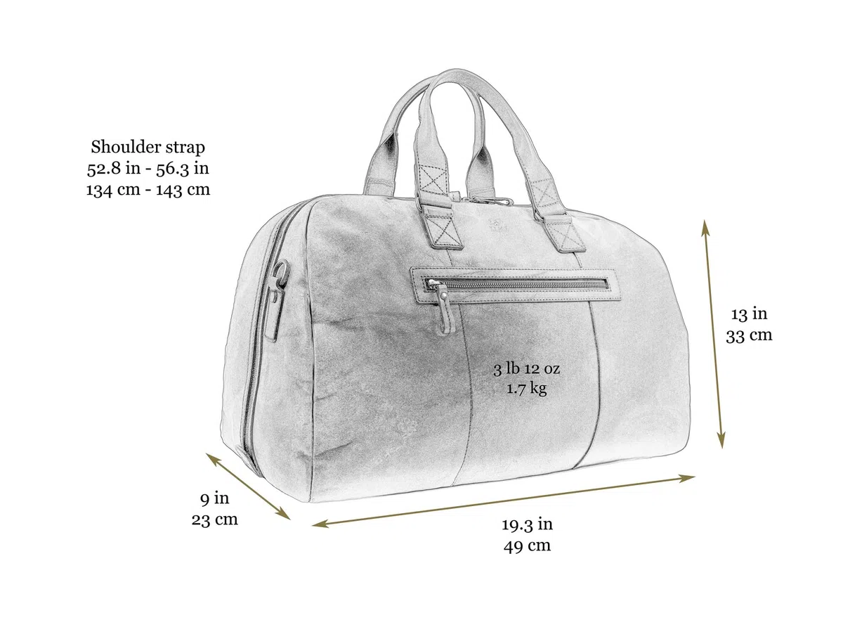 Bolsa de Viaje de Cuero - Bolsa de Lona - Weekender - Bolsa de Noche - Bolsa de Cuero - Bolsa de Gimnasio - Time Resistance, Coñac