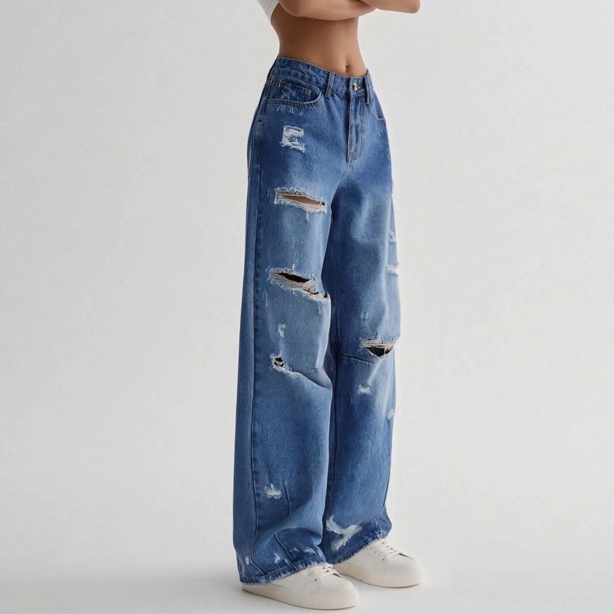 Ropa Mujer Vaqueros Elasticos Tejanos Ancho Pantalón Tallas Grandes Invierno Jeans Pantalones Ligero Baggy Casual Rectos Primavera