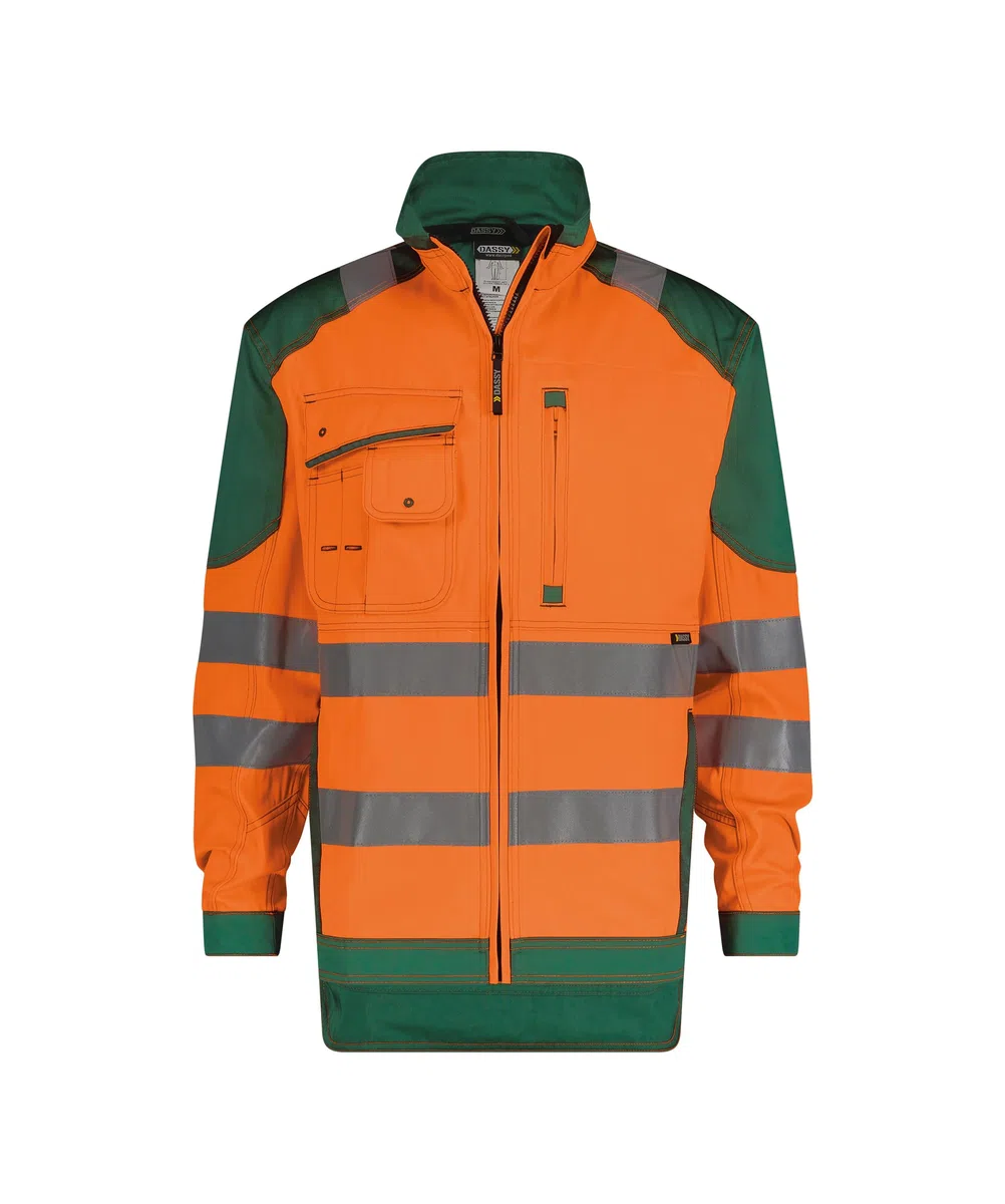 Orlando - Chaqueta de trabajo de protección de advertencia tamaños 3 x l, color leuchtorange/grün, tamaño 3XL