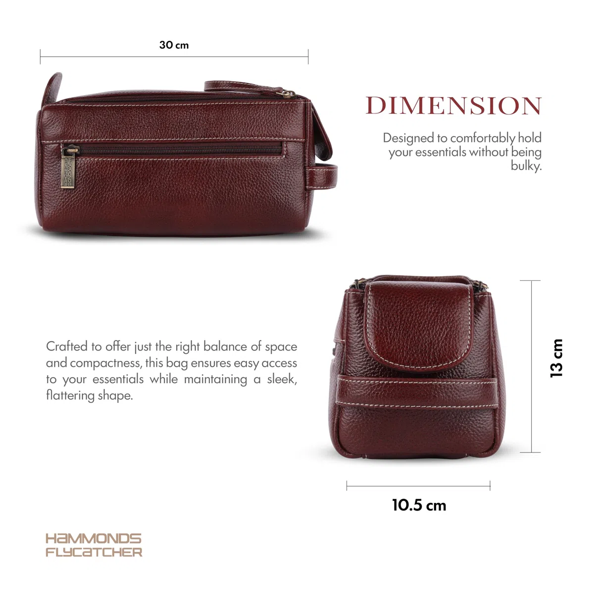 HAMMONDS FLYCATCHER Estuche unisex de piel auténtica unisex para adultos, kit de aseo de cuero, bolsa de aseo de viaje, organizador de higiene y aseo, cuero libre de crueldad animal y estuche cosido a