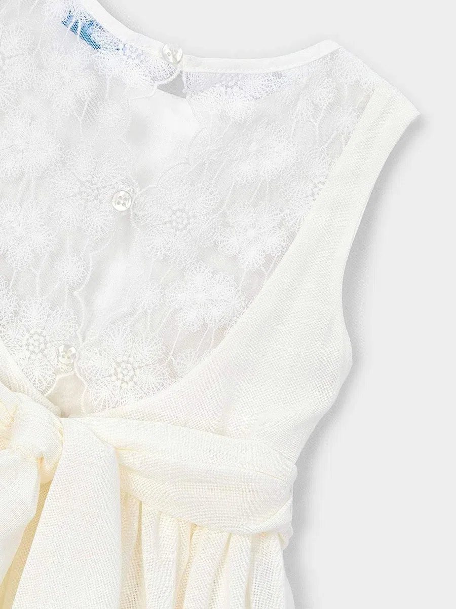 Mayoral Vestido puntillas para niña Crudo