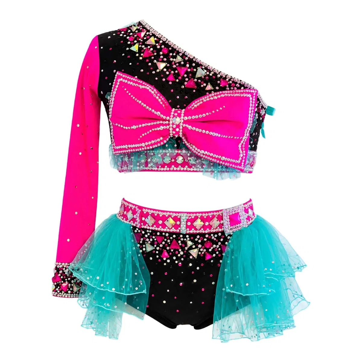 Traje de Danza Lírica Mujer con Strass Dos Piezas para Competición