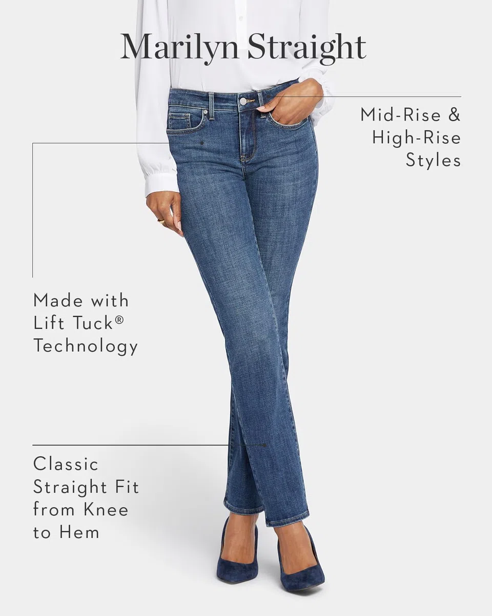 NYDJ Jeans Rectos Marilyn para Mujer, Enjuagar, 10 US