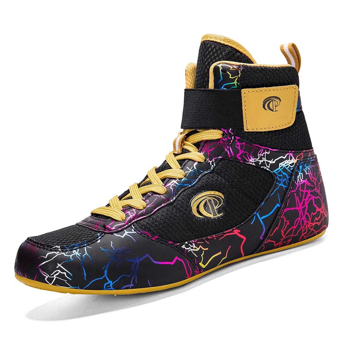 Zapatillas Boxeo Hombre Zapatillas Lucha Libre Ligeras Transpirables con Estampado de Caña Alta para Fitness Levantamiento de Pesas