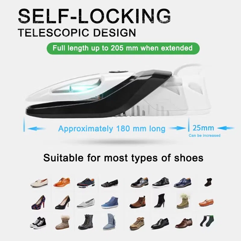Secador de zapatos, desinfectante ultravioleta para zapatos, desodorante portátil inteligente para eliminar olores y gérmenes, solución multifuncional para el cuidado de los pies
