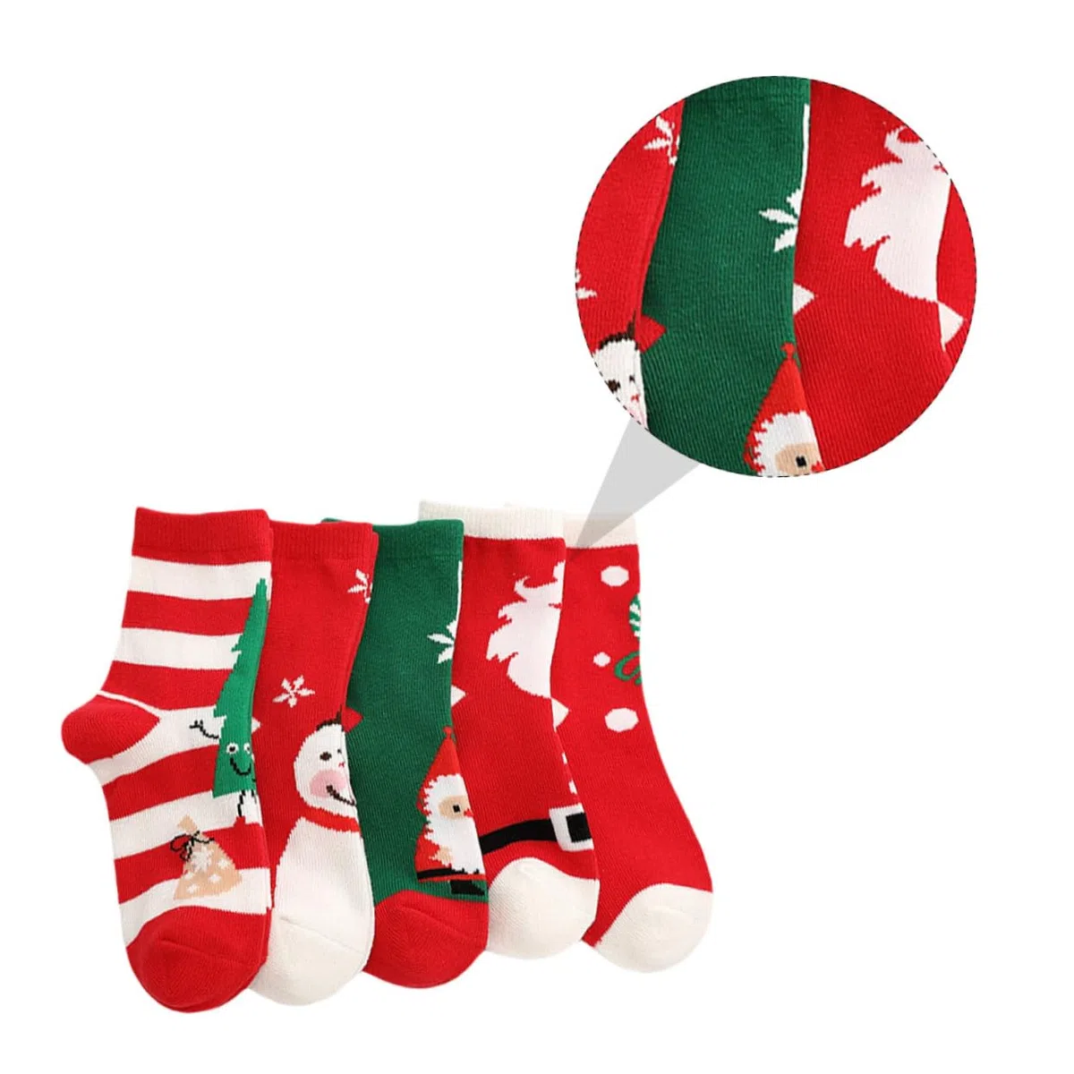 5pares Medias de Navidad de Dibujos Animados Calcetines Cálidos de Algodón para Calcetines de Otoño Invierno para Fiestas de Navidad