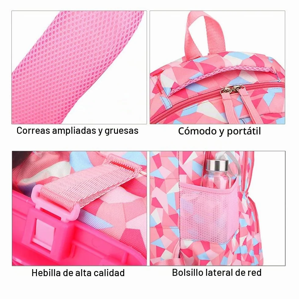 Mochilas Escolares con Ruedas para Ninos Bolsa Trolley Impermeable Mochilas Infantiles Escuela Primaria 6 Ruedas
