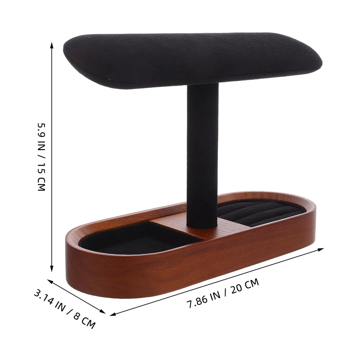 Soporte de Madera para Relojes y Pulseras Barra T Expositor Multifuncional para Anillos y Gemelos Organizador de Joyería Negro Adecuado para Exhibición y Almacenamiento