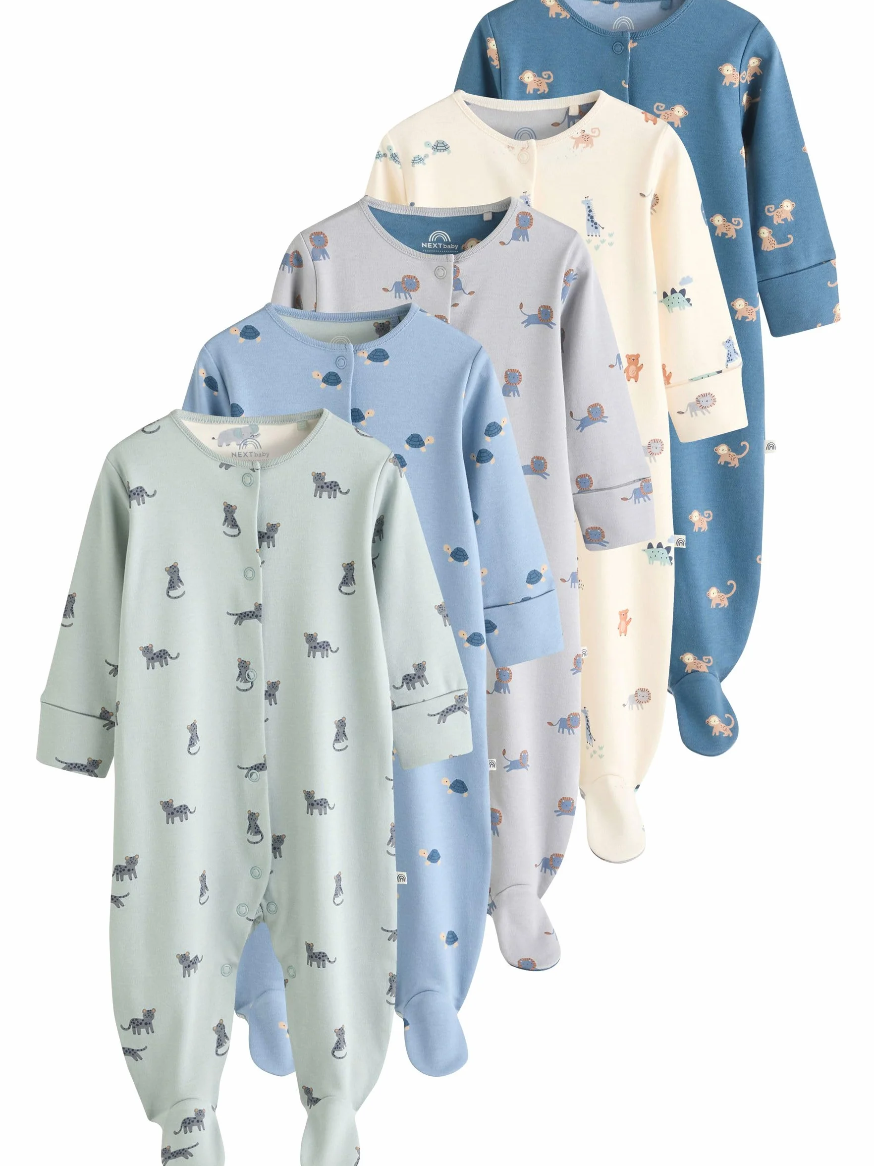 NEXT Bebés niño Pack de 5 Pijamas Tipo Pelele Estampados para bebé