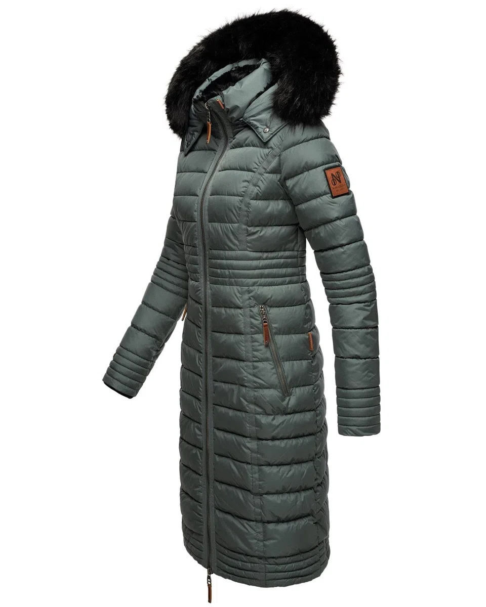 Navahoo B670 - Abrigo de invierno para mujer, acolchado largo, cálido, de peluche