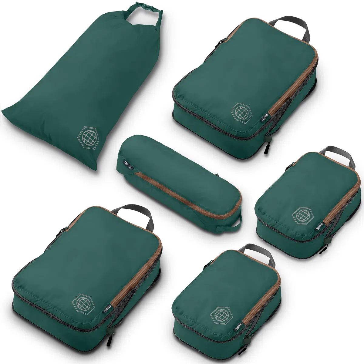 TRIPPED Travel Gear - Juego de bolsas de compresión para viaje, en forma de cubo, ligeras y duraderas, para maletas, 6 Piece, Classic
