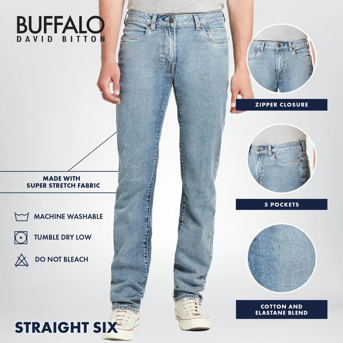 Buffalo David Bitton Jeans Rectos Six Denim para Hombre - Jeans Hombre