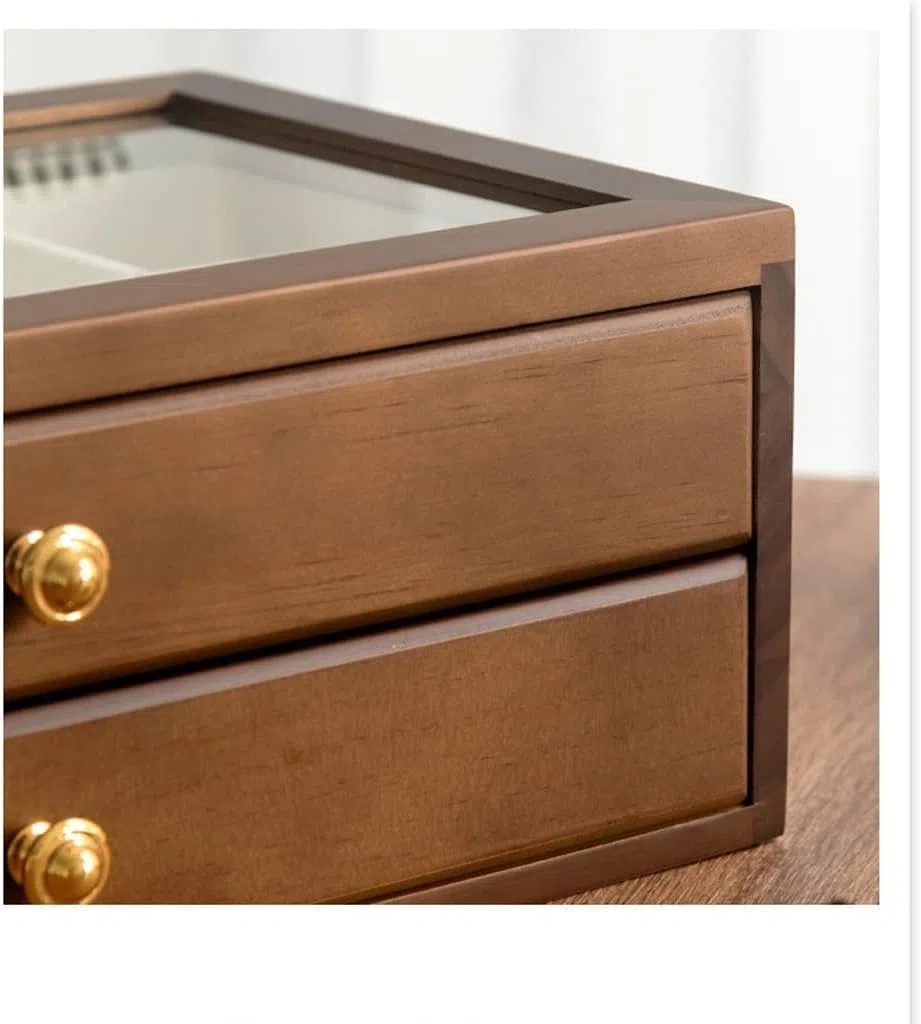 Caja de almacenamiento multicapa de madera, diseño elegante y compacto para el hogar y la oficina, ideal para accesorios de escritorio, manualidades, objetos pequeños y gestión de desorden