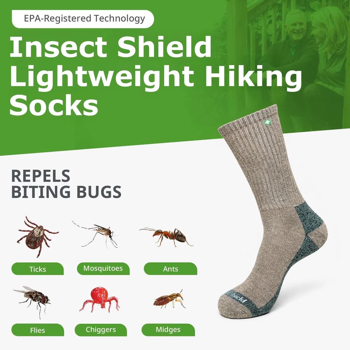 Insect Shield Unisex Lightweight Hiker Socks