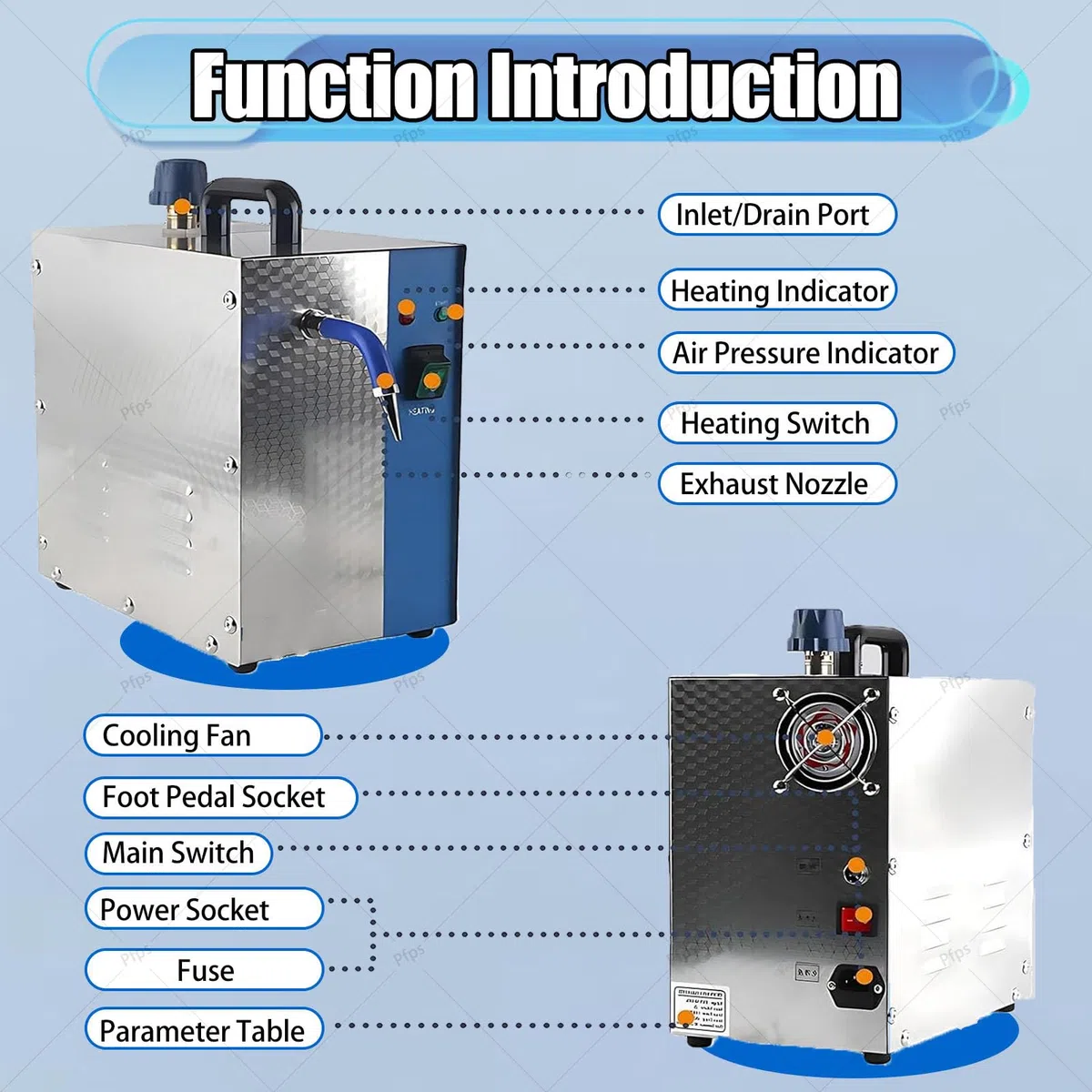 Limpiador a Vapor para Joyas De 2L, Máquina De Vapor De Alta Presión De 1300W Y 135℃, Presión De Vapor De 4kg, Calentamiento Rápido En 8 Minutos para La Limpieza Plata, Oro Y Gemas Black