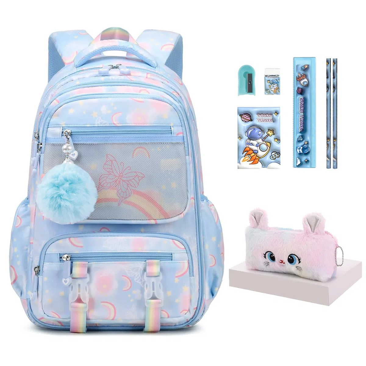 Mochila estética Kawaii Rainbow
