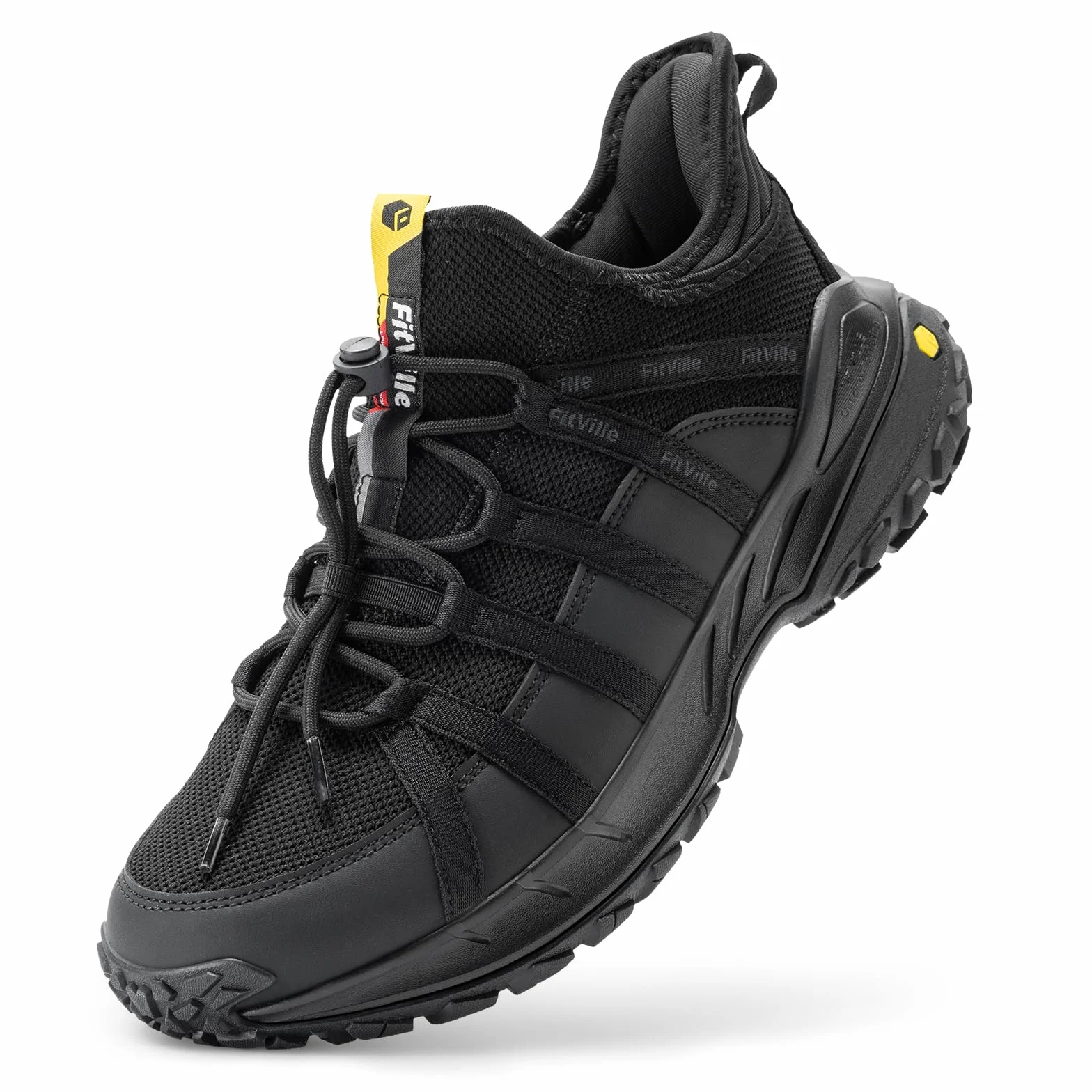 FitVille Zapatillas de Senderismo Hombre Extra Anchos Zapatos de Trekking Sin Cordones Transpirables Montaña Zapatillas Ligeros para Caminar Exterior Antideslizantes