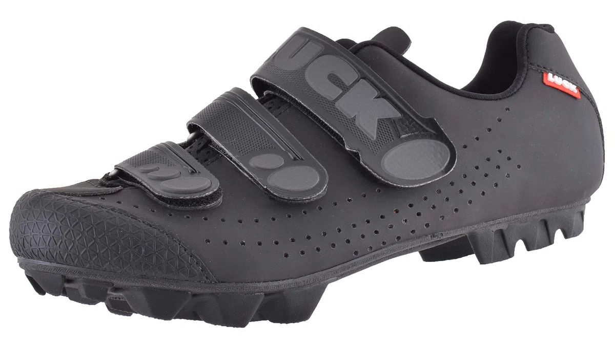 LUCK Matrix Revolution. Zapatillas Ciclismo MTB. Hombre, Mujer. Suela de Carbono Rígida y Ligera. Triple Velcro para un Ajuste Zapatos Ciclismo montaña Negro (47 EU, Negro)