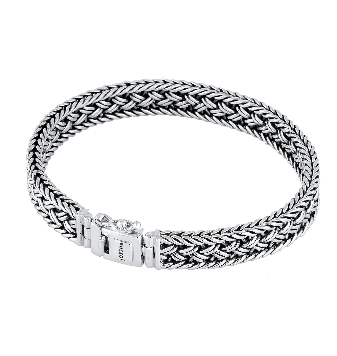 kuzzoi Buddha 0210480118 - Pulsera de plata de ley 925 maciza para hombre, 10 mm de ancho, 38 g