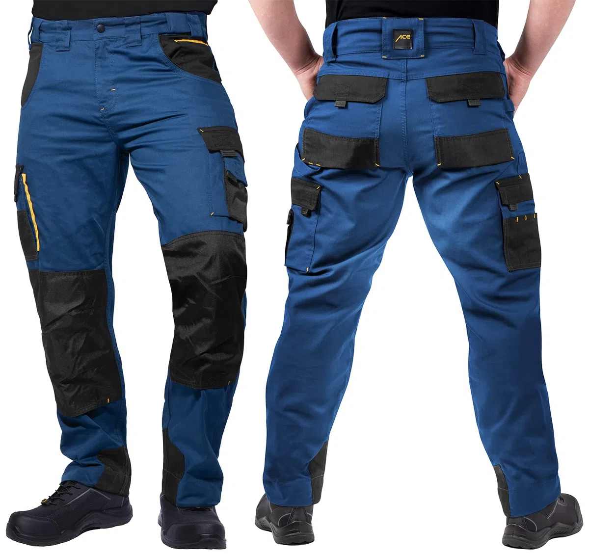 ACE Genesis Pro Pantalones de Trabajo Largos para Hombre - Pantalones Cargo de Trabajo para Hombre - Cintura elástica y Bolsillos en Las Rodillas