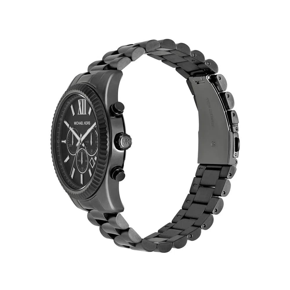 Michael Kors Reloj Lexington para Hombre, Movimiento cronógrafo de Cuarzo de 44 mm con Correa de Acero Inoxidable