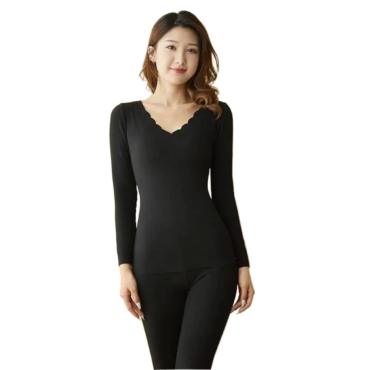 Conjuntos Térmicos Para Mujer Conjunto de ropa interior térmica de invierno for mujer, Tops de manga larga sin costuras, traje largo de lencería for mujer Conjunto De Ropa Interior Térmica Transpirabl