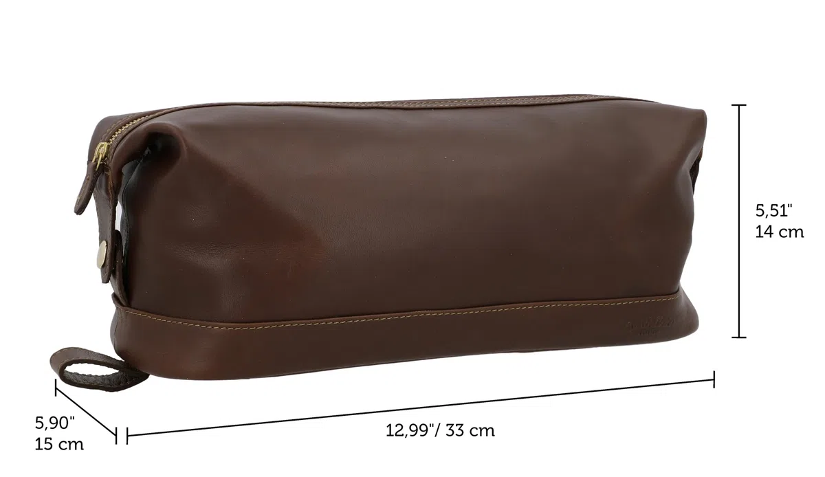 Gusti Anika - Neceser de piel, tamaño grande, para hombre y mujer, marrón, Talla única, Retro