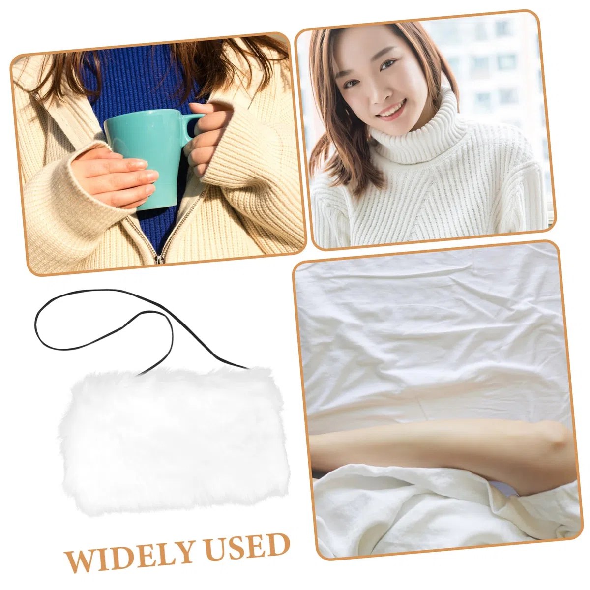 Manguitos Cálidos Diseño de Peluche Blanco de Piel Sintética para Mujer Calentadores de Manos Resistentes al Frío y Invierno Ideales para Fiestas