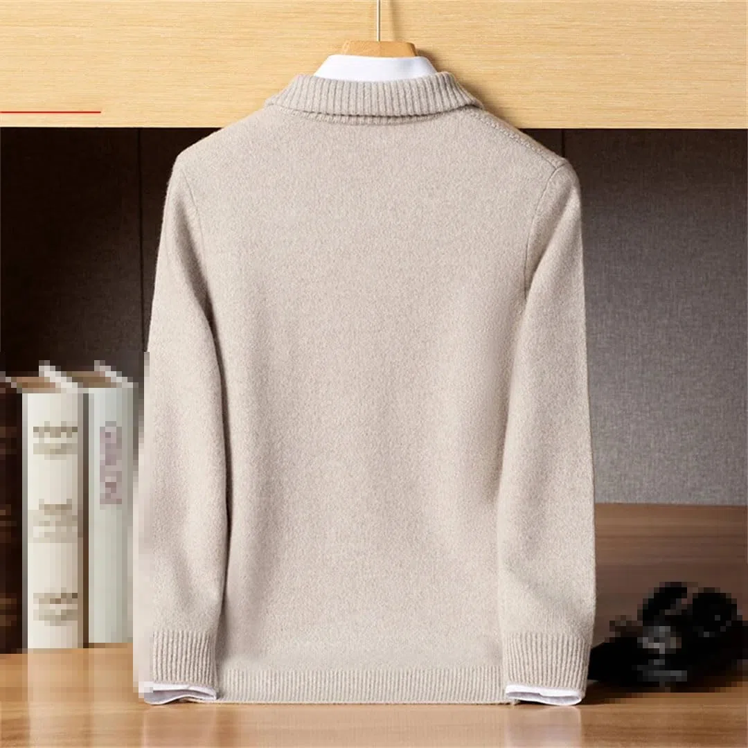 Vogrtcc Suéter De Cachemira Extragrande con Media Cremallera Y Solapa para Hombre Talla Grande