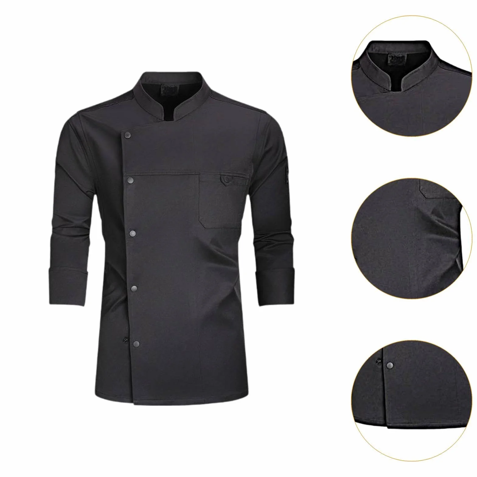 Qianly Chaqueta de Chef Unisex Uniforme de Cocina Profesional con Bolsillos y Botones Tela Transpirable Apta para Restaurantes Hoteles Panaderías O Clases