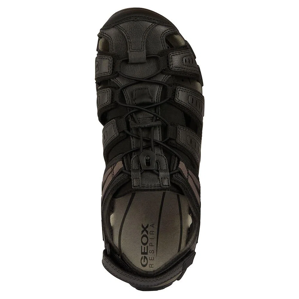 Geox Uomo Strada C Sandal, Sandalias Deportivas Hombre, Negro, 45 EU