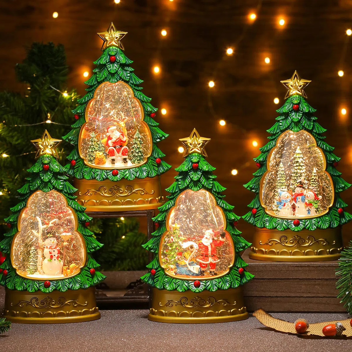 Baraja multifuncional para árbol de música navideña con iluminación LED de brillo suave, material de PVC a prueba de niños, para decoración de mesa de Navidad artesanal