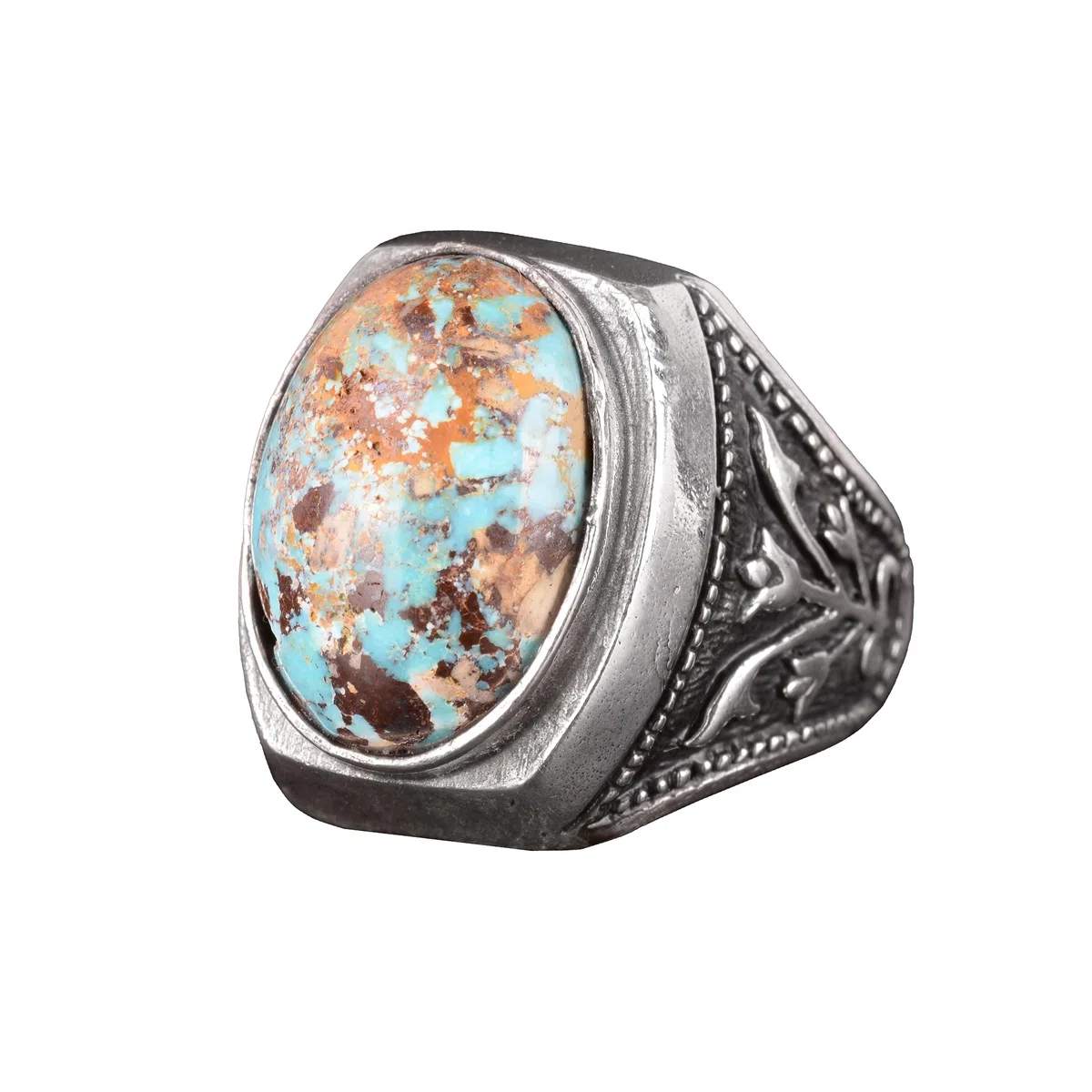 Anillo de plata de ley 925 para hombre, piedra preciosa turquesa natural, hecho a mano