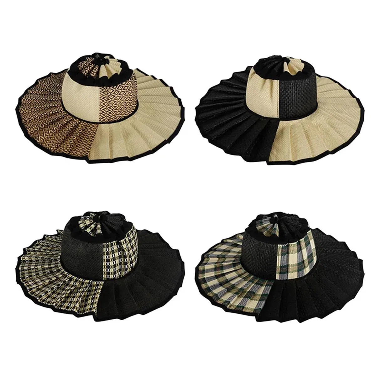 Sombrero Paja S/M/L/XL Primavera Verano Casual a Cuadros Sombreros de Sol ala Ancha for Mujeres Hombres Sombrero sombrilla al Aire Libre Paja Plegable Hombre