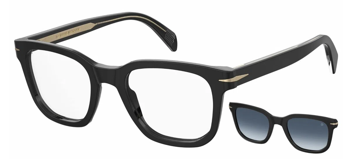 DAVID BECKHAM Gafas de Sol DB 7043/CS BLACK GOLD/BLUE SHADED CLIP-ON 50/21/145 hombre