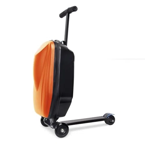 Scooter de equipaje para montar – Maleta rígida plegable 2 en 1 para niños, carrito de viaje multifuncional y combo de scooter, Orange