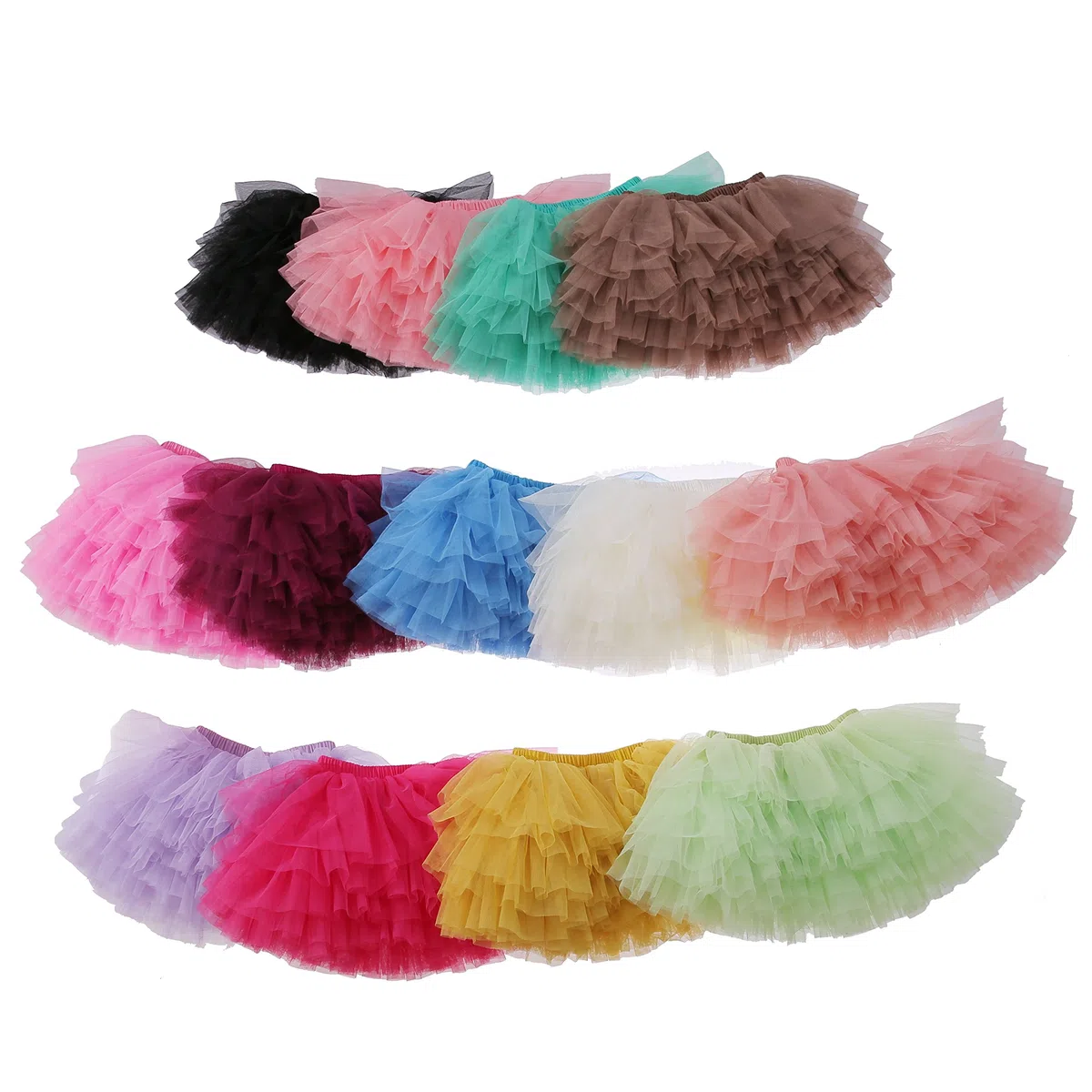 Falda tutú para bebé niña niño 6 capas Tulle faldas 1-8T - verde - 3-4 años