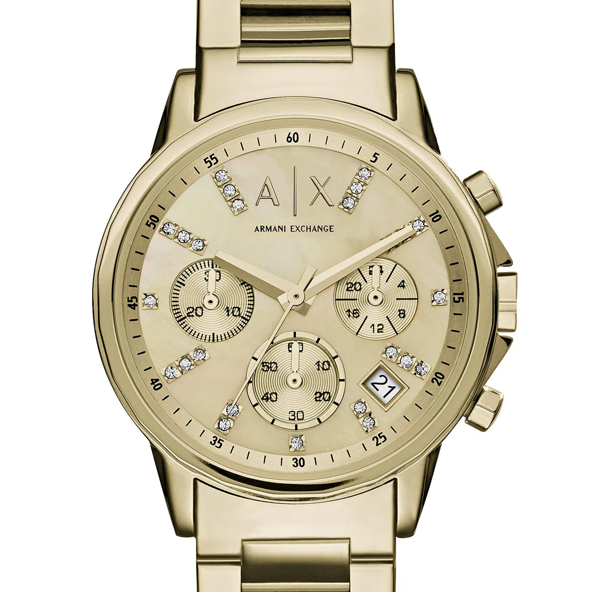 Armani Exchange Orologio da Donna, Movimento cronografo al quarzo e cassa da 36 mm con cinturino in Acciaio inossidabile