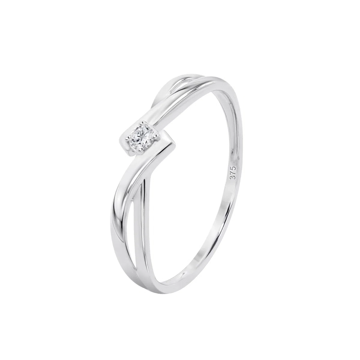 Time RoaD Anillo Mujer Cruzado con Diamantes Oro Blanco 9K de 375 ml - Diseño Ergonómico y Ajuste Perfecto DIA00044 - Ideal para Compromiso - Pedida - Alianza - Promesa - Anillos Mujer