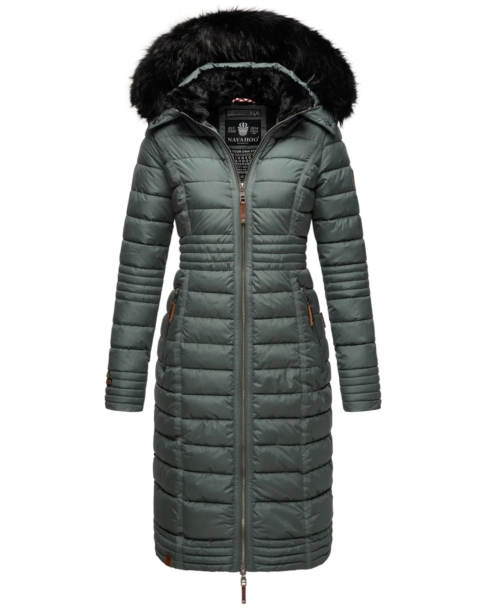 Navahoo B670 - Abrigo de invierno para mujer, acolchado largo, cálido, de peluche