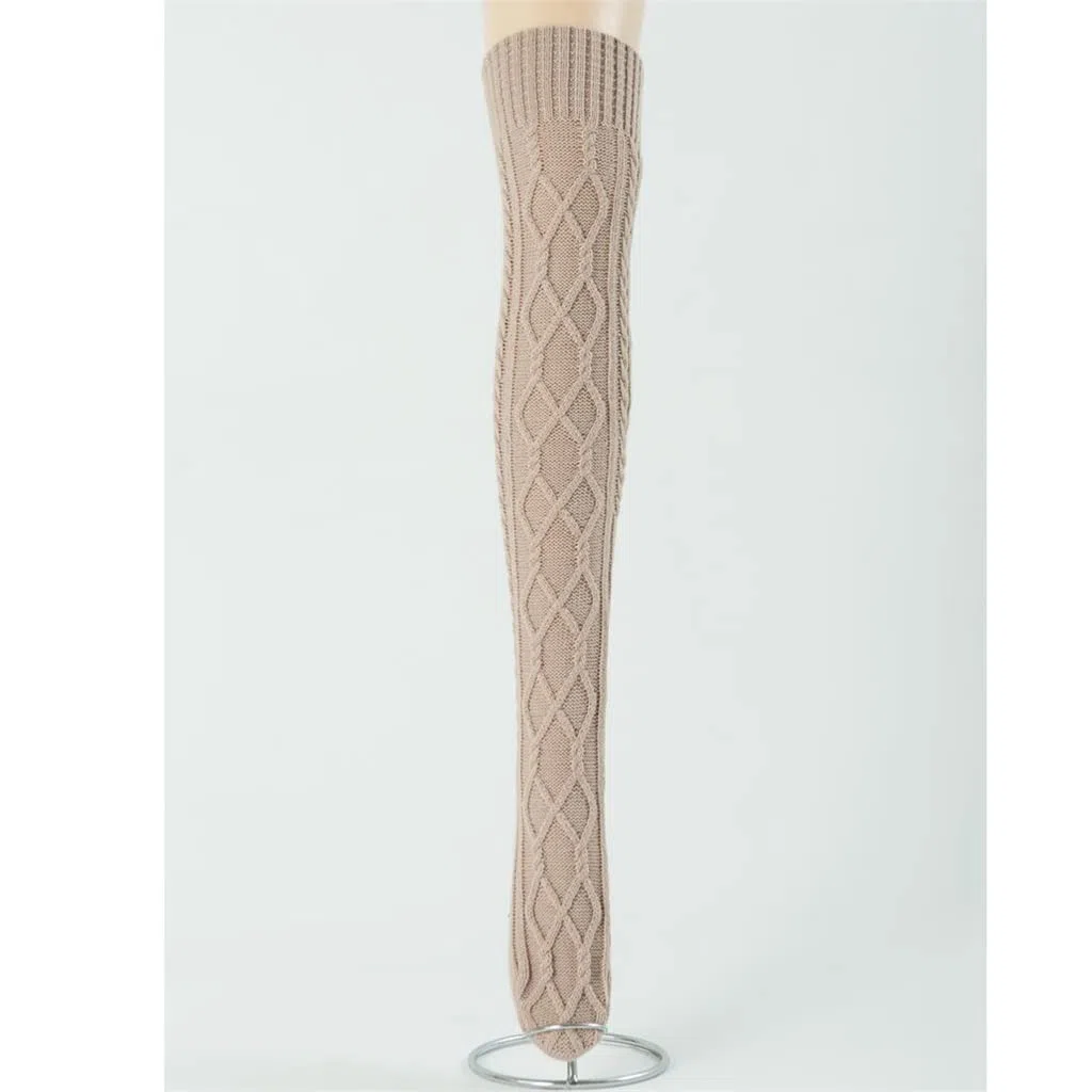 Pares Mujeres Invierno Tejido sobre La Rodilla Bota Larga Cálido Muslo Medias Altas Pantimedias Calentadores De Piernas (Color : A, Size : 75CM) (A 75CM)