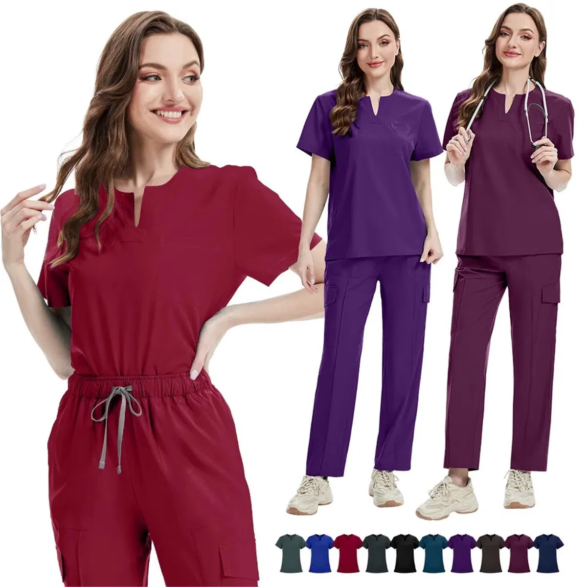 Uniformes médicos Bata Uniforme Mujer artículos de enfermería Accesorios Enfermeras clínica Traje médico salón Belleza SPA para AtencióN MéDica, SalóN De Belleza(Orange,M)