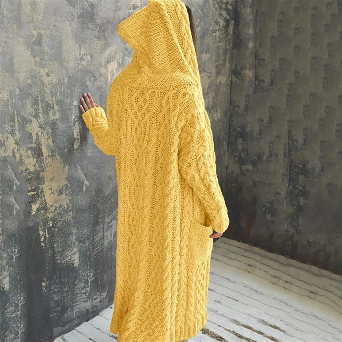 Cárdigan con botones para mujer, suéter de punto grueso de gran tamaño, suave, manga larga, parte delantera abierta, abrigo holgado con 2 bolsillos, ropa de punto acanalado, ropa de abrigo ligera y