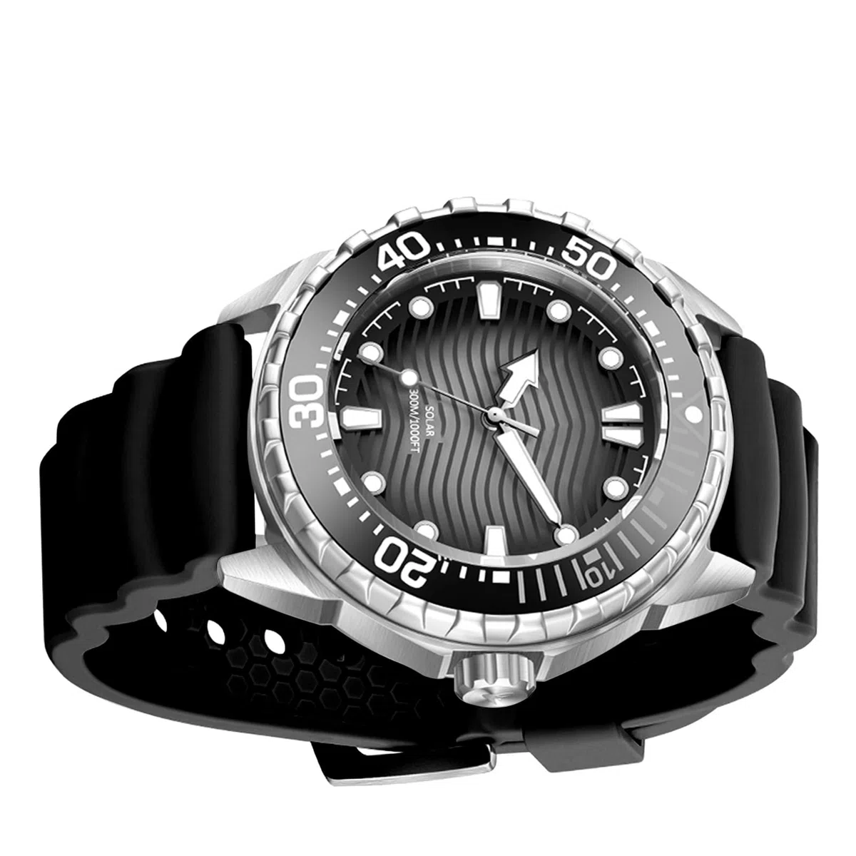 Cocoarm Reloj de Buceo de Cuarzo con Energía Solar, Resistente Al Agua hasta 300 M, Correa de Silicona Luminosa para Deportes Al Aire y Buceo