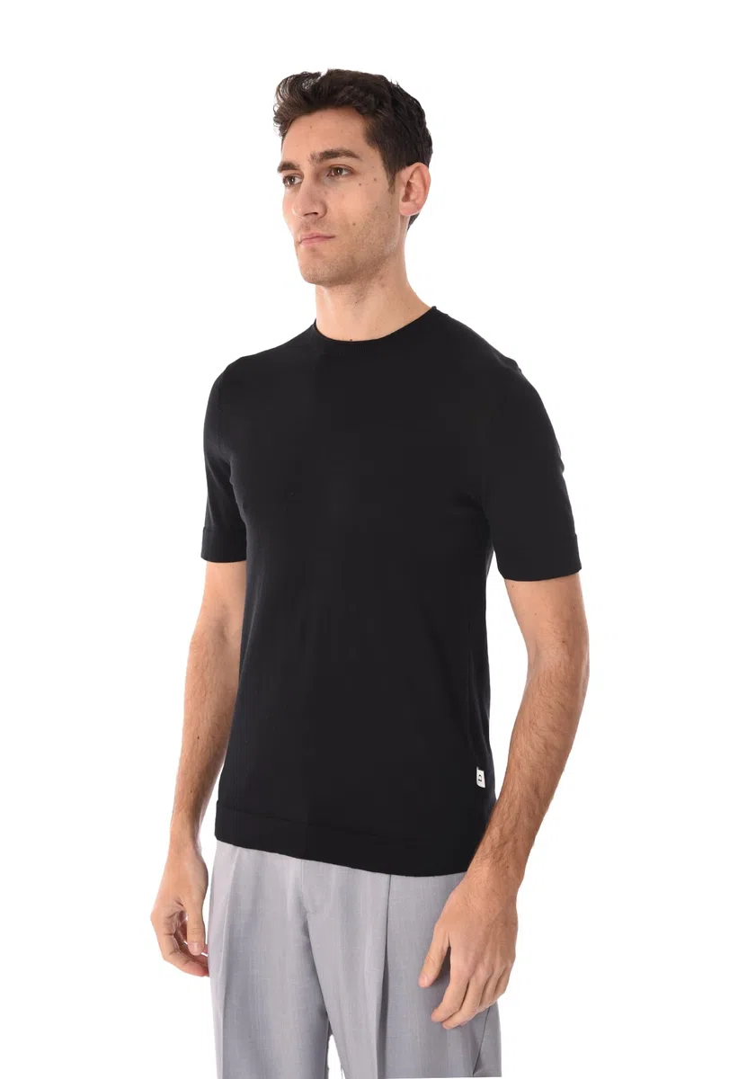 Camiseta de hombre con bolsillo de algodón de manga corta Basic Negro XXL