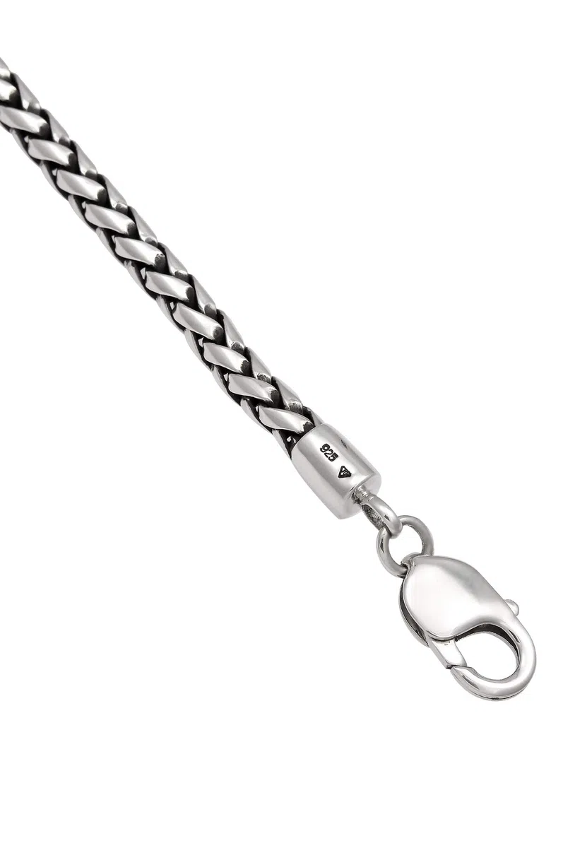 Kuzzoi Exclusivo collar para hombre con eslabones trenzados (5 mm), cadena de eslabones redondos para hombre o amigo, cadena maciza para hombre sin colgante de plata de ley 925, longitud 50-60