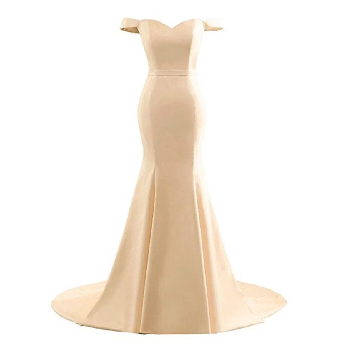 Vestidos de Dama de Honor Vestidos de Dama Honor Azul Real, Vestidos Sirena for Fiesta Bodas, satén, Escote en V, Hombros Descubiertos, Mangas Cortas para la Noche(Deep Blue,16W)