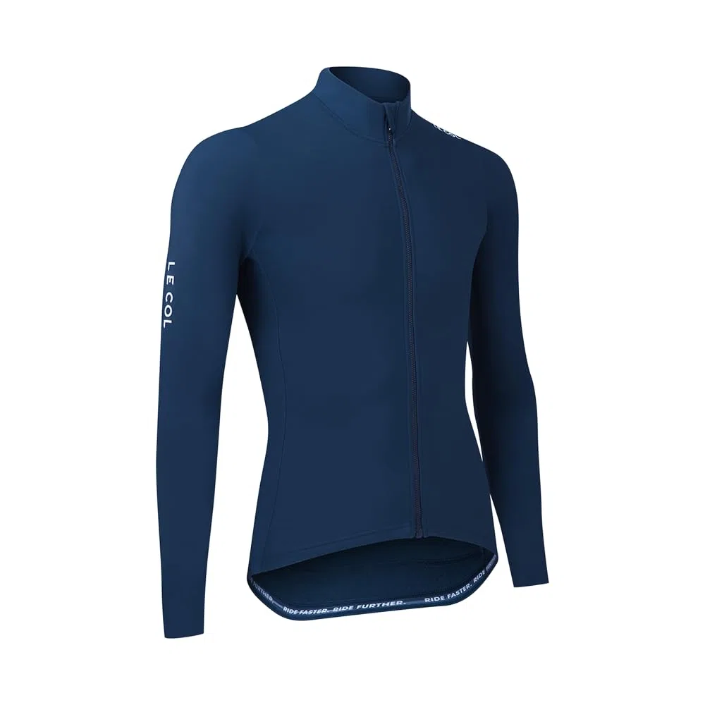 LE COL Pro Aqua Zero - Camiseta de manga larga para hombre, transpirable, bolsillos traseros, resistente al agua, cierre de cremallera